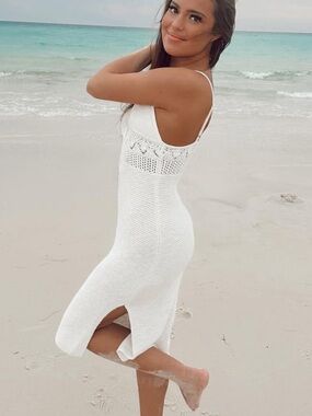 Abercrombie & Fitch White Knit Midi Dress